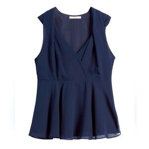 Skies Are Blue Navy Peplum Blouse